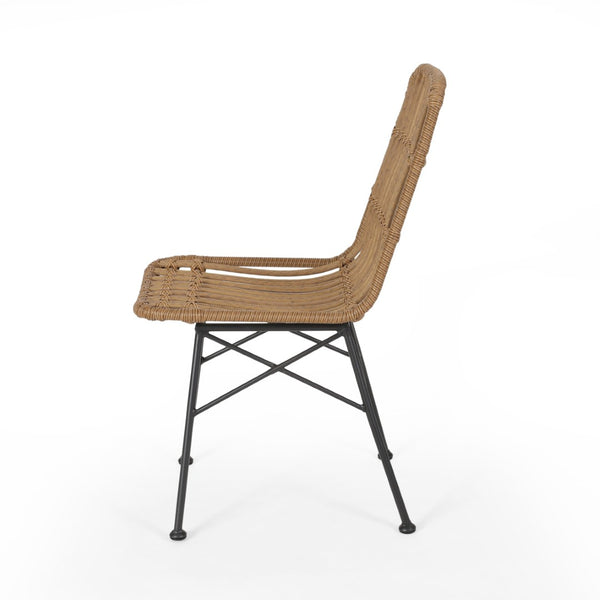 English Elm Sawtelle Outdoor Dining Chair Set Rattan Wrapped Metal Frame Patio Seating 65487.00LBRN