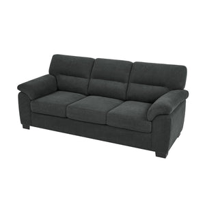 English Elm 3-seater Track Arm Sofa Tufted Textured Fabric Couch for Modern Living Rooms Dark Gray W5568S00009