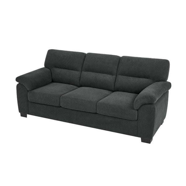 English Elm 3-seater Track Arm Sofa Tufted Textured Fabric Couch for Modern Living Rooms Dark Gray W5568S00009