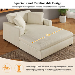 English Elm Mirod Oversized Chaise Lounge with Birch Legs Pillow Back Polyester Upholstered Seating N760P196662A