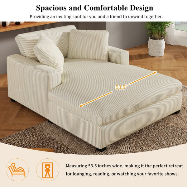English Elm Mirod Oversized Chaise Lounge with Birch Legs Pillow Back Polyester Upholstered Seating N760P196662A