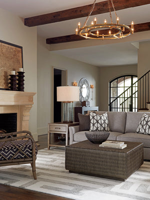 Lexington Tommy Bahama Home Seawatch Woven Cocktail Table - Casual Elegance With Woven Rattan & Weathered Driftwood Finish Smoke Gray  562-947