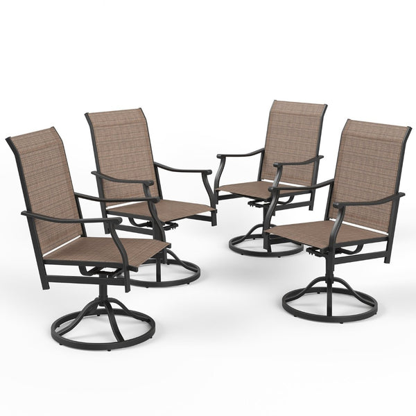 English Elm Outdoor Swivel Patio Dining Chairs Textilene Woven Set for Backyard Entertaining T3623P433697