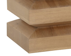 Sunpan Cormac End Table - Handcrafted Solid Acacia Wood with Unique Textures for Stylish Living Spaces Rustic Oak