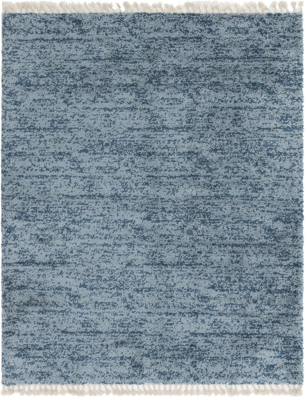 Unique Loom Hygge Shag Misty Machine Made Abstract Rug Blue, Light Blue 8' 0" x 10' 0"