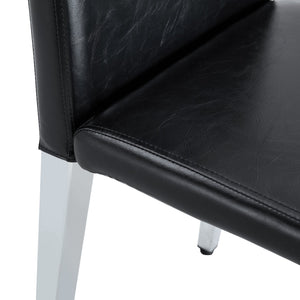 English Elm Four PU dining chairs with sleek silver metal legs, ergonomic PU seats, anti-slip feet, easy assembly, modern minimalist style Black+Silver W1151P269018