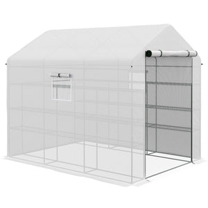 English Elm Outsunny Walk-in Garden Greenhouse Steel Frame Uv Cover 18 Shelf Ventilated Growing Space W2225P229466