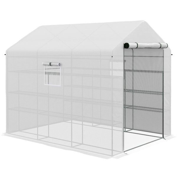 English Elm Outsunny Walk-in Garden Greenhouse Steel Frame Uv Cover 18 Shelf Ventilated Growing Space W2225P229466