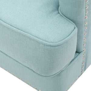 English Elm Christopher Knight Home® - HARRISON Tufted Club Chair with Diamond-Stitched Back, Nailhead Trim and Turned Birch Legs for Comfort and Style Light Blue 53444.00FLBL