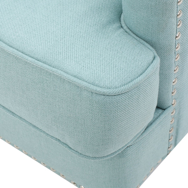 English Elm Christopher Knight Home® - HARRISON Tufted Club Chair with Diamond-Stitched Back, Nailhead Trim and Turned Birch Legs for Comfort and Style Light Blue 53444.00FLBL