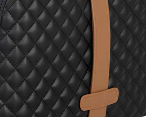 Sunpan Axio Ottoman - Stylish Square Faux Leather Design with Diamond Tufting for Modern Interiors Napa Black / Napa Cognac