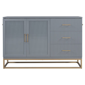 English Elm Murphy Queen Wall Bed with Frosted Glass Cabinet Facade Gold Legs Pine Frame Gray N820S00028E