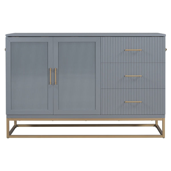 English Elm Murphy Queen Wall Bed with Frosted Glass Cabinet Facade Gold Legs Pine Frame Gray N820S00028E