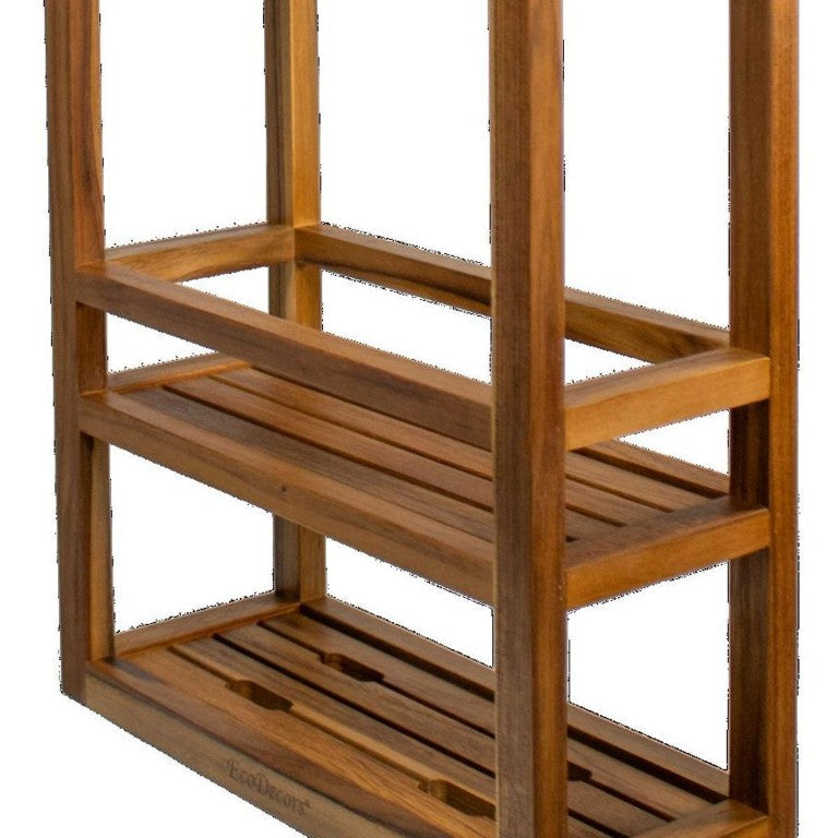 HomeRoots 12 Inch Solid Natural Wood Wall Shelf Floating Bathroom Storage Organizer Decor 757887