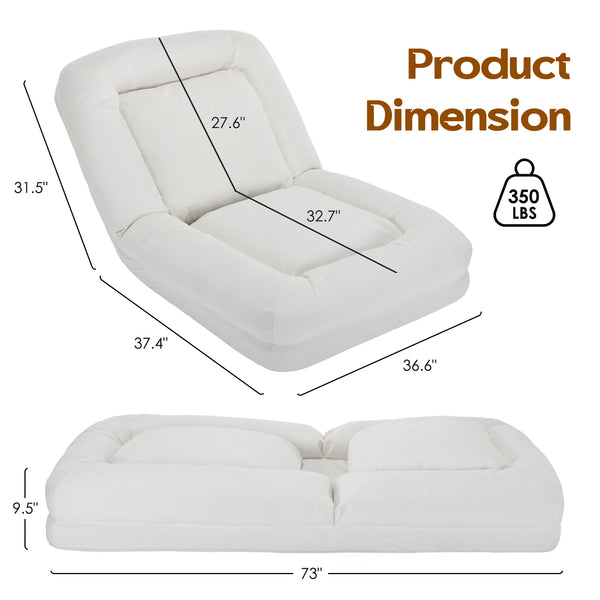 English Elm Bean High-Density Sponge Bean Bag Sofa with Waist Support, Linen White Ergonomic Lounger for Adults T3623P409175