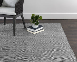 Sunpan Cusco Hand-Woven Rug - Stylish Zigzag Design, Sustainable PET Yarn, Perfect for Indoor & Outdoor Spaces Black / White