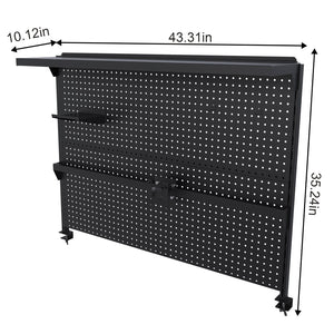 English Elm Clamp-on Steel Pegboard Desk Organizer with Monitor Arm for Gaming Office Setup W2700P346782