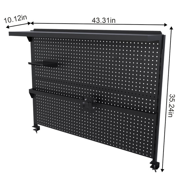 English Elm Clamp-on Steel Pegboard Desk Organizer with Monitor Arm for Gaming Office Setup W2700P346782