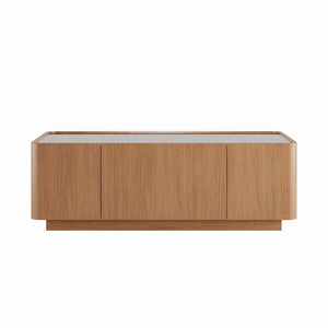 English Elm 46.8" Mid-century Walnut Coffee Table Tempered Glass Top with Concealed Drawers W2263P458487