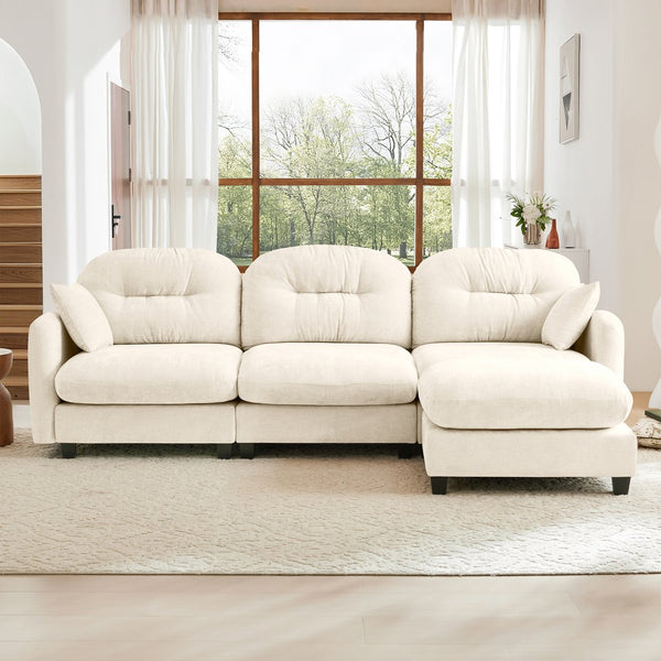 English Elm Modular L-Shaped Sectional Couch With Ottoman - Premium Chenille, Ergonomic Comfort, Easy Setup W714S01368