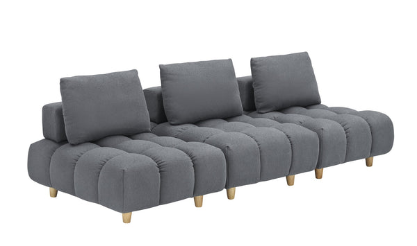 English Elm 90 Teddy Sofa 90in Plush Apartment-Ready 3-Seater with Solid Wood Legs, Sponge Cushions, Cozy Appeal Gray W1658S00070