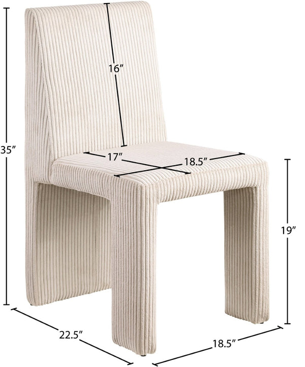 Meridian Furniture Benson Art Deco Corduroy Microsuede Upholstered Dining Chair with High Back Iron Frame Support Beige 757Beige-C