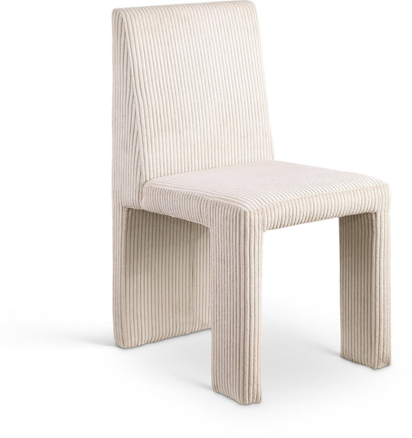 Meridian Furniture Benson Art Deco Corduroy Microsuede Upholstered Dining Chair with High Back Iron Frame Support Beige 757Beige-C