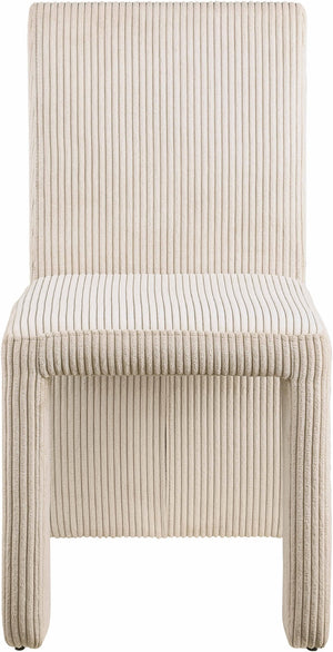 Meridian Furniture Benson Art Deco Corduroy Microsuede Upholstered Dining Chair with High Back Iron Frame Support Beige 757Beige-C