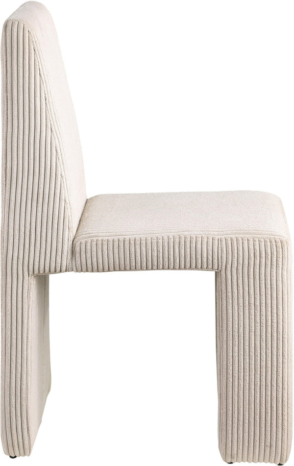 Meridian Furniture Benson Art Deco Corduroy Microsuede Upholstered Dining Chair with High Back Iron Frame Support Beige 757Beige-C
