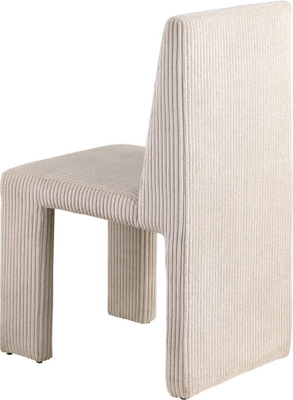 Meridian Furniture Benson Art Deco Corduroy Microsuede Upholstered Dining Chair with High Back Iron Frame Support Beige 757Beige-C