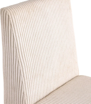 Meridian Furniture Benson Art Deco Corduroy Microsuede Upholstered Dining Chair with High Back Iron Frame Support Beige 757Beige-C