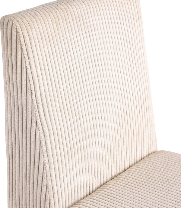 Meridian Furniture Benson Art Deco Corduroy Microsuede Upholstered Dining Chair with High Back Iron Frame Support Beige 757Beige-C