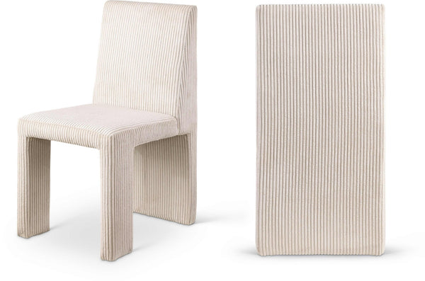 Meridian Furniture Benson Art Deco Corduroy Microsuede Upholstered Dining Chair with High Back Iron Frame Support Beige 757Beige-C