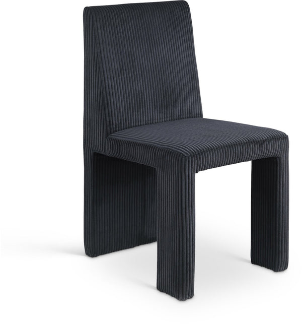 Meridian Furniture Benson Art Deco Corduroy Microsuede Upholstered Dining Chair with High Back Iron Frame Support Black 757Black-C