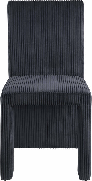 Meridian Furniture Benson Art Deco Corduroy Microsuede Upholstered Dining Chair with High Back Iron Frame Support Black 757Black-C