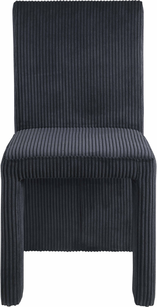 Meridian Furniture Benson Art Deco Corduroy Microsuede Upholstered Dining Chair with High Back Iron Frame Support Black 757Black-C