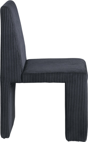 Meridian Furniture Benson Art Deco Corduroy Microsuede Upholstered Dining Chair with High Back Iron Frame Support Black 757Black-C