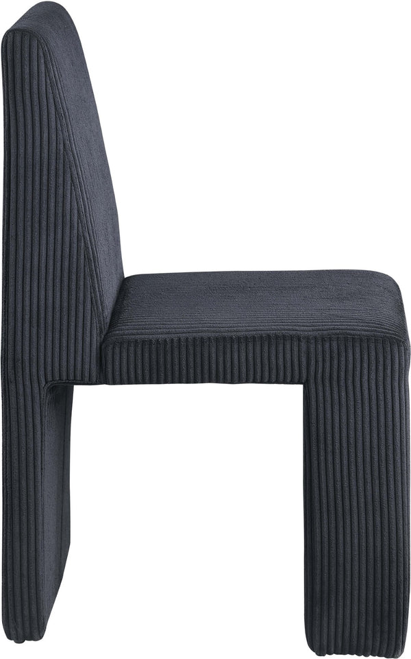 Meridian Furniture Benson Art Deco Corduroy Microsuede Upholstered Dining Chair with High Back Iron Frame Support Black 757Black-C