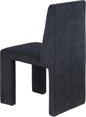Meridian Furniture Benson Art Deco Corduroy Microsuede Upholstered Dining Chair with High Back Iron Frame Support Black 757Black-C