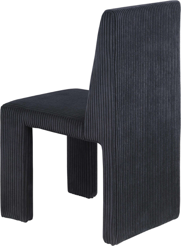 Meridian Furniture Benson Art Deco Corduroy Microsuede Upholstered Dining Chair with High Back Iron Frame Support Black 757Black-C