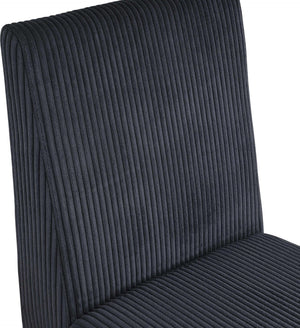 Meridian Furniture Benson Art Deco Corduroy Microsuede Upholstered Dining Chair with High Back Iron Frame Support Black 757Black-C