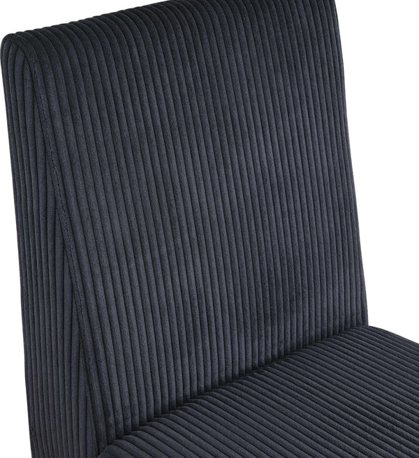 Meridian Furniture Benson Art Deco Corduroy Microsuede Upholstered Dining Chair with High Back Iron Frame Support Black 757Black-C