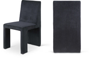 Meridian Furniture Benson Art Deco Corduroy Microsuede Upholstered Dining Chair with High Back Iron Frame Support Black 757Black-C