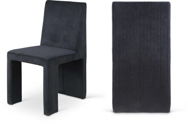 Meridian Furniture Benson Art Deco Corduroy Microsuede Upholstered Dining Chair with High Back Iron Frame Support Black 757Black-C