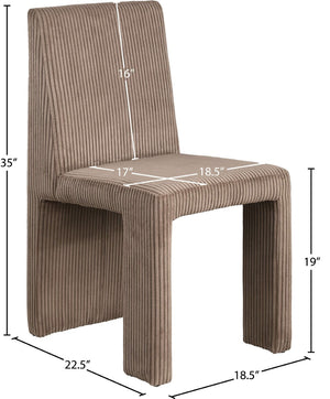 Meridian Furniture Benson Art Deco Corduroy Microsuede Upholstered Dining Chair with High Back Iron Frame Support Brown 757Brown-C