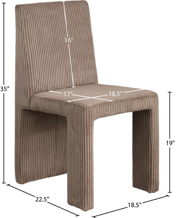 Meridian Furniture Benson Art Deco Corduroy Microsuede Upholstered Dining Chair with High Back Iron Frame Support Brown 757Brown-C