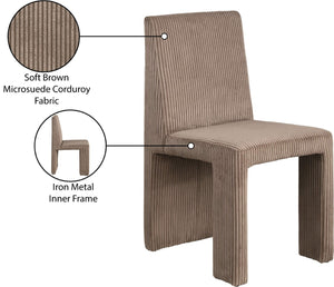 Meridian Furniture Benson Art Deco Corduroy Microsuede Upholstered Dining Chair with High Back Iron Frame Support Brown 757Brown-C