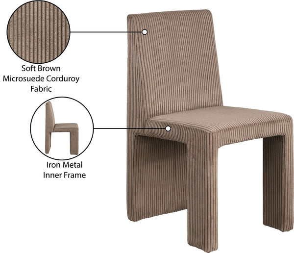 Meridian Furniture Benson Art Deco Corduroy Microsuede Upholstered Dining Chair with High Back Iron Frame Support Brown 757Brown-C
