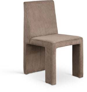 Meridian Furniture Benson Art Deco Corduroy Microsuede Upholstered Dining Chair with High Back Iron Frame Support Brown 757Brown-C