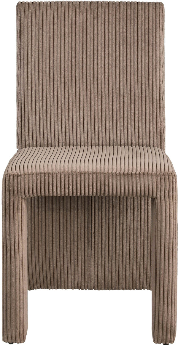Meridian Furniture Benson Art Deco Corduroy Microsuede Upholstered Dining Chair with High Back Iron Frame Support Brown 757Brown-C